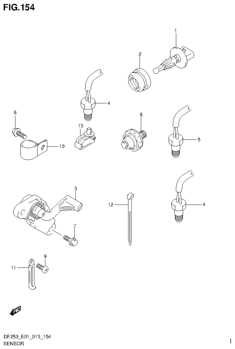 Suzuki DF200T, DF200Z, DF225T, DF225Z, DF250T, DF250Z SENSOR (DF250T E40) parts diagram